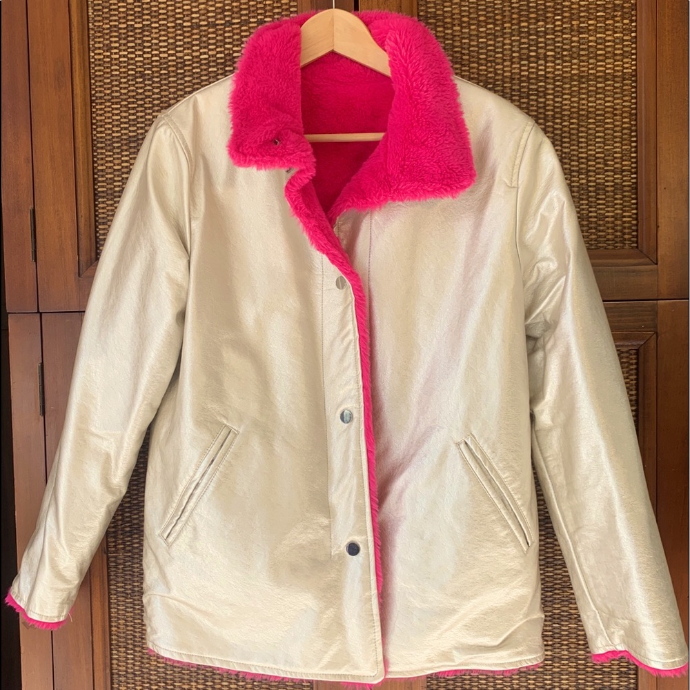Gold Leather Reversible Jacket - Fushcia Pink option!